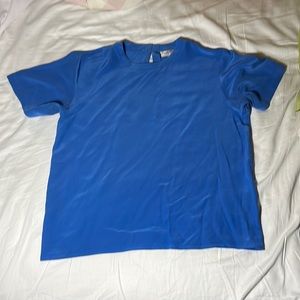 Oscar de la Renta blue expressions silk blouse- M